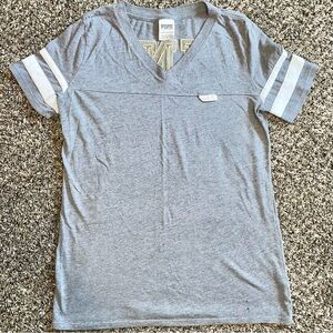 PINK Victoria's Secret Gray Tee with Gold Accents Size XS